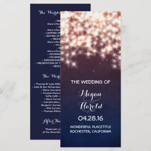 Rustikale String Lights Hochzeitsprogramme Programm (Vorne/Hinten)