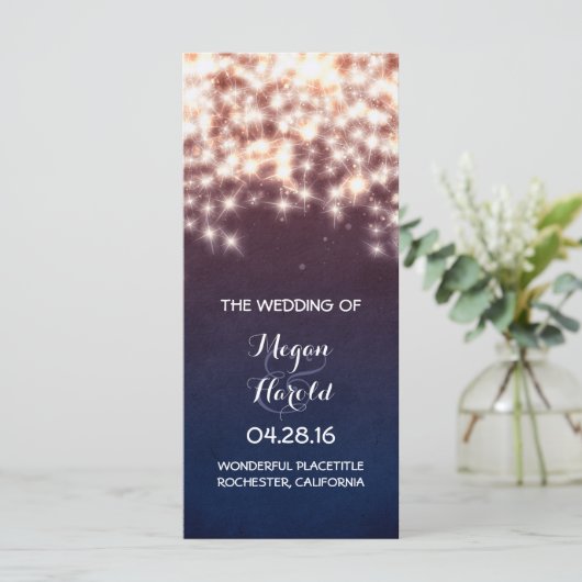 Rustikale String Lights Hochzeitsprogramme Programm (Stehend Vorderseite)