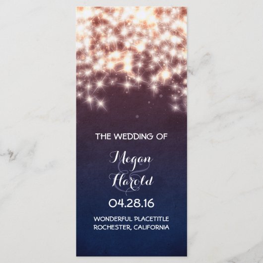 Rustikale String Lights Hochzeitsprogramme Programm (Vorderseite)