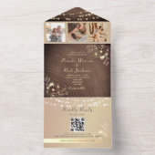 Rustikale String Lights Hochzeitsstift QR-Code All In One Einladung (Innen Boden)