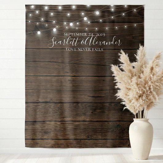 Rustikale String Lights Hochzeitszelt Foto Booth H Wandteppich