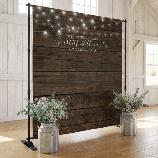 Rustikale String Lights Hochzeitszelt Foto Booth H Wandteppich