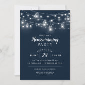 Rustikale String Lights Housewarming-Party Einladu Einladung (Vorderseite)