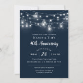 Rustikale String Lights Jubiläum-Party Einladung (Vorderseite)