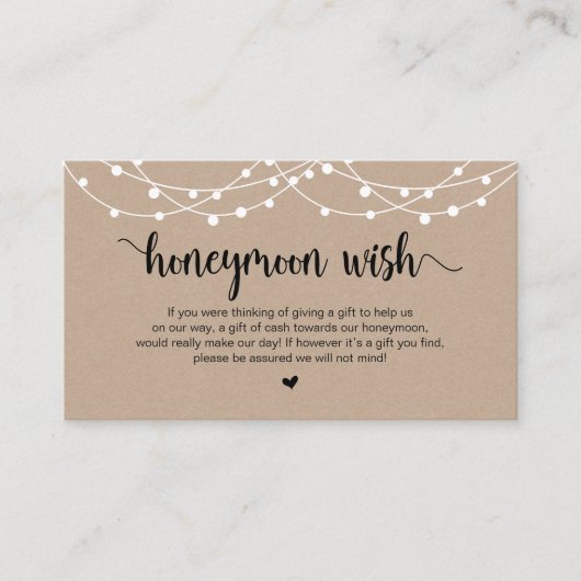 Rustikale String Lights, Kraft, Flitterwochen Begleitkarte (Vorderseite)