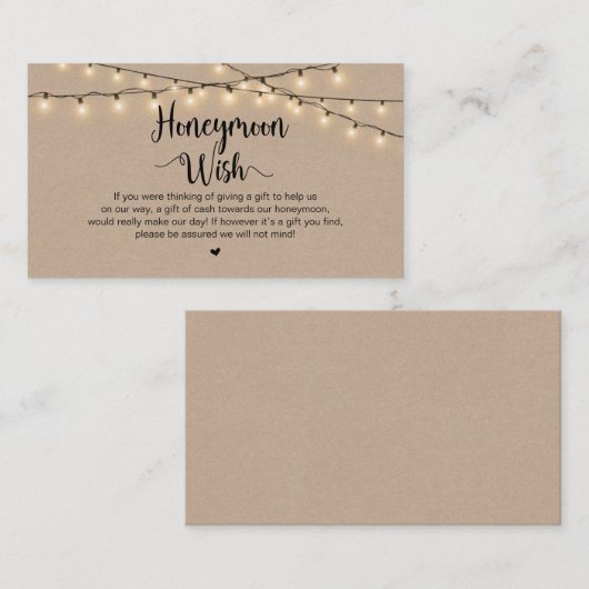 Rustikale String Lights, Kraft, Flitterwochen Begleitkarte (Vorne/Hinten)