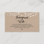 Rustikale String Lights, Kraft, Honeymoon Wish Begleitkarte<br><div class="desc">Das ist der moderne Rustikale Bauernhof Brown Kraft,  String Lights Design,  Black Script Minimalismus,  Schriftzeichen Schriftart,  Wedding Enclosure Card. Sie können die Farben des Schriftartes ändern und Ihre Hochzeitsdetails in den entsprechenden Schriftart / Schrift hinzufügen. #TeeshaDerrick</div>