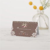 Rustikale String Lights Lace Burlap-Tischnummer Platzkarte (Rückseite)