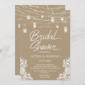Rustikale String Lights LGBTQ Brautparty Einladung (Vorne/Hinten)