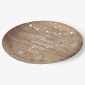 Rustikale String Lights Mason Jar Ihre Nachricht Pappteller (Schrägansicht)