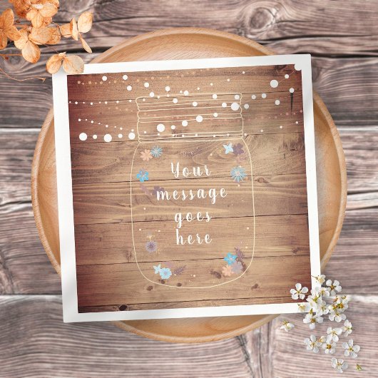 Rustikale String Lights Mason Jar Peronalized Serviette