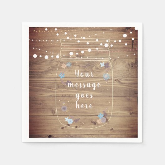 Rustikale String Lights Mason Jar Peronalized Serviette (Vorderseite)