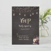 Rustikale String Lights Mason Jar Rose UAWG Einladung (Stehend Vorderseite)