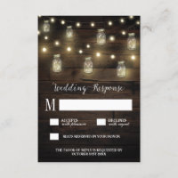 Rustikale String Lights Mason Jar Wedding RSVP Car