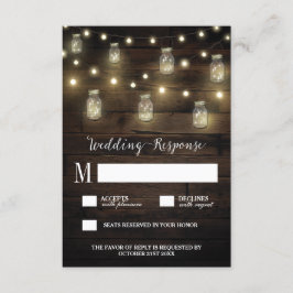 Rustikale String Lights Mason Jar Wedding RSVP Car