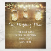 Rustikale String Lights Mason Jars Barn Wood Weinetikett (Einzelnes Label)