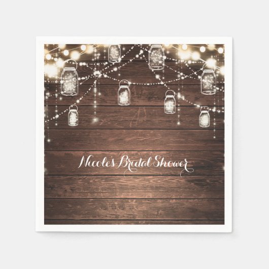 Rustikale String Lights Mason Jars Lace Country Gl Serviette (Vorderseite)