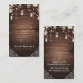 Rustikale String Lights Mason Jars Lace Country Gl Visitenkarte (Vorne/Hinten)