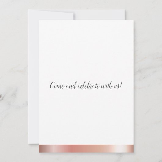 Rustikale String Lights Mason Jars Metallische Ros Einladung (Rückseite)