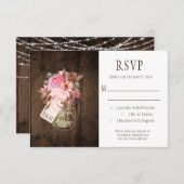 Rustikale String Lights Pink Mason Jars UAWG RSVP Karte (Vorne/Hinten)