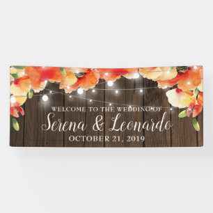 Rustikale String Lights Poppy Wedding Willkommen Banner