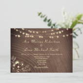 Rustikale String Lights QR Code Wedding Einladung (Stehend Vorderseite)