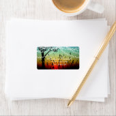 Rustikale String-Lights Sunset Wedding Address Lab Adressaufkleber (Insitu)