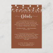 Rustikale String Lights Terracotta Hochzeit Detail Begleitkarte (Vorderseite)