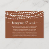 Rustikale String Lights Terracotta Honeymoon Wish Begleitkarte (Vorderseite)