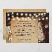 Rustikale String Lights & Tree Fairy Tale Wedding Einladung (Vorne/Hinten)