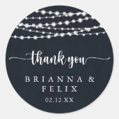 Rustikale String Lights Vielen Dank Gastgeschenk H Runder Aufkleber (Vorderseite)