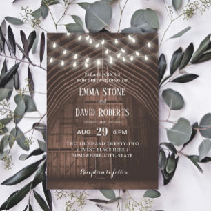 Rustikale String Lights Vintag Stall Wedding Einladung