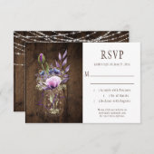 Rustikale String Lights Violet Mason Jars UAWG RSVP Karte (Vorne/Hinten)
