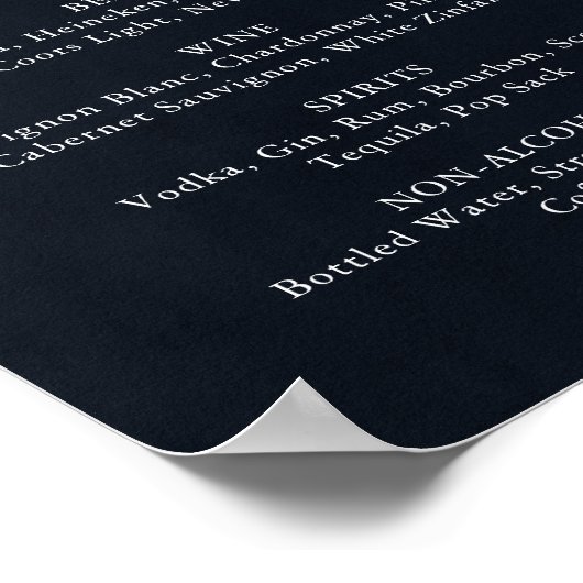 Rustikale String lights Wedding Drinks Menü Signie Poster (Ecke)