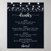 Rustikale String lights Wedding Drinks Menü Signie Poster (Vorne)