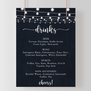 Rustikale String lights Wedding Drinks Menü Signie Poster