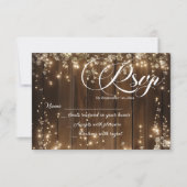 Rustikale String Lights White Floral Wedding RSVP (Vorderseite)