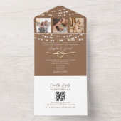 Rustikale String Ligths Wedding QR Code All In One Einladung (Innen Boden)