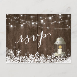 Rustikale Stringlampen Snowflakes Hochzeit RSVP Einladungspostkarte