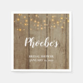 Rustikale Stringleuchten auf Imitaten Brautparty H Serviette (Vorderseite)