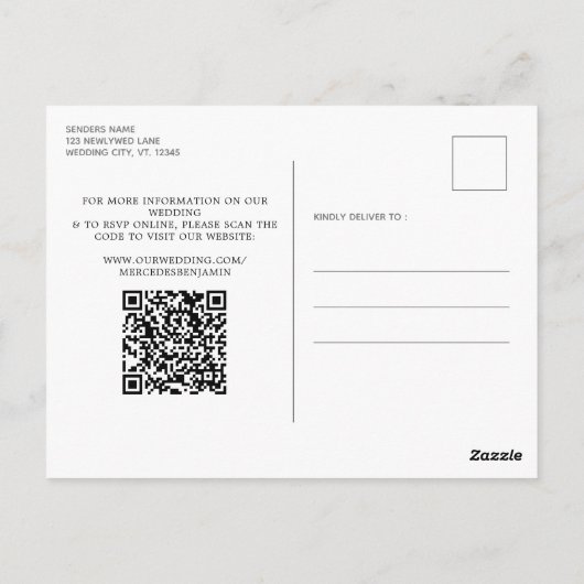 Rustikale Stringleuchten Grüne QR Code Holzverheir Postkarte (Rückseite)