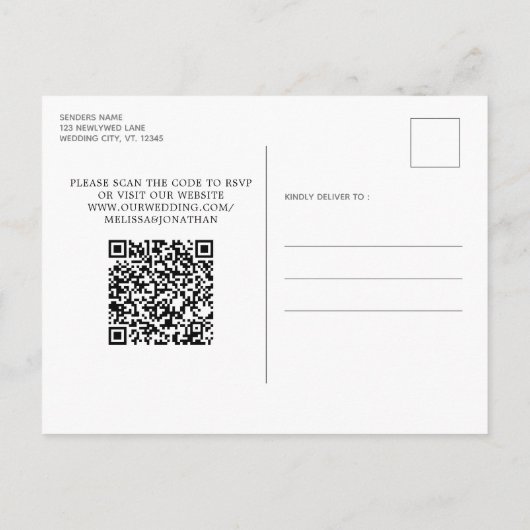 Rustikale Stringleuchten QR-Code-Hochzeit RSVP Einladungspostkarte (Rückseite)