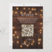 Rustikale Stringleuchten QR-Code Hochzeiten aus br Einladung (Rückseite)