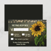 Rustikale Stringleuchten Sonnenblumen Hochzeitskar RSVP Karte (Vorne/Hinten)