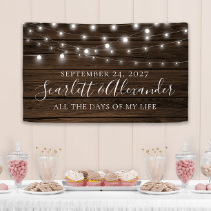 Rustikale Stringlichter Holz Hochzeit Banner