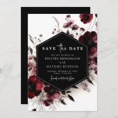 Rustikale Stylish Burgundy Wedding Save The Date (Vorne/Hinten)