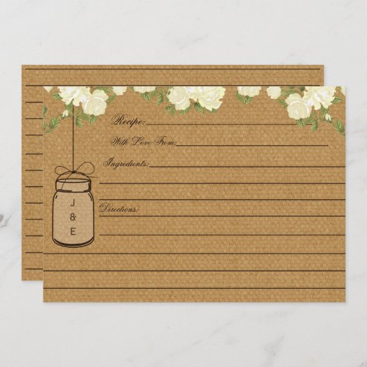 Rustikale, subtile Burlap-Brautparty-Rezeptorkarte (Vorne/Hinten)