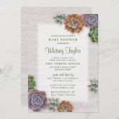 Rustikale Succulents Babydusche Einladung (Vorne/Hinten)