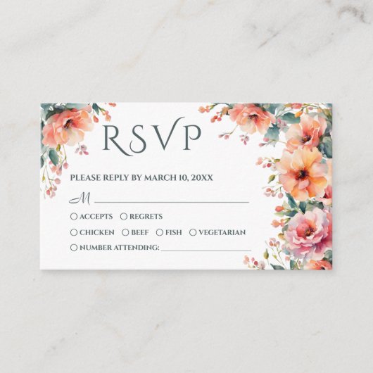 Rustikale Südblütenhochzeit QR Mini RSVP Karte (Vorderseite)
