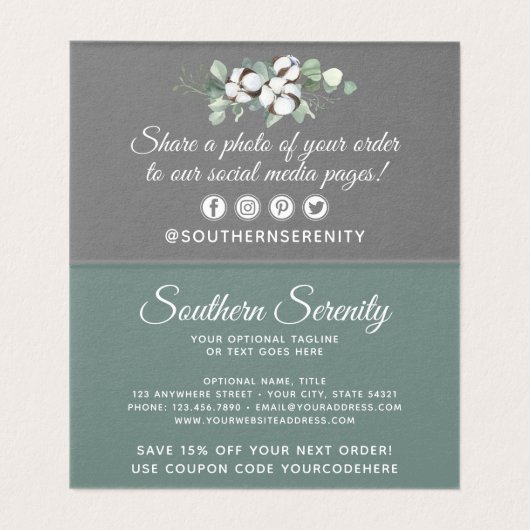 Rustikale Südküstenwolle Danke Karte (Innenseite Aufgefaltet)